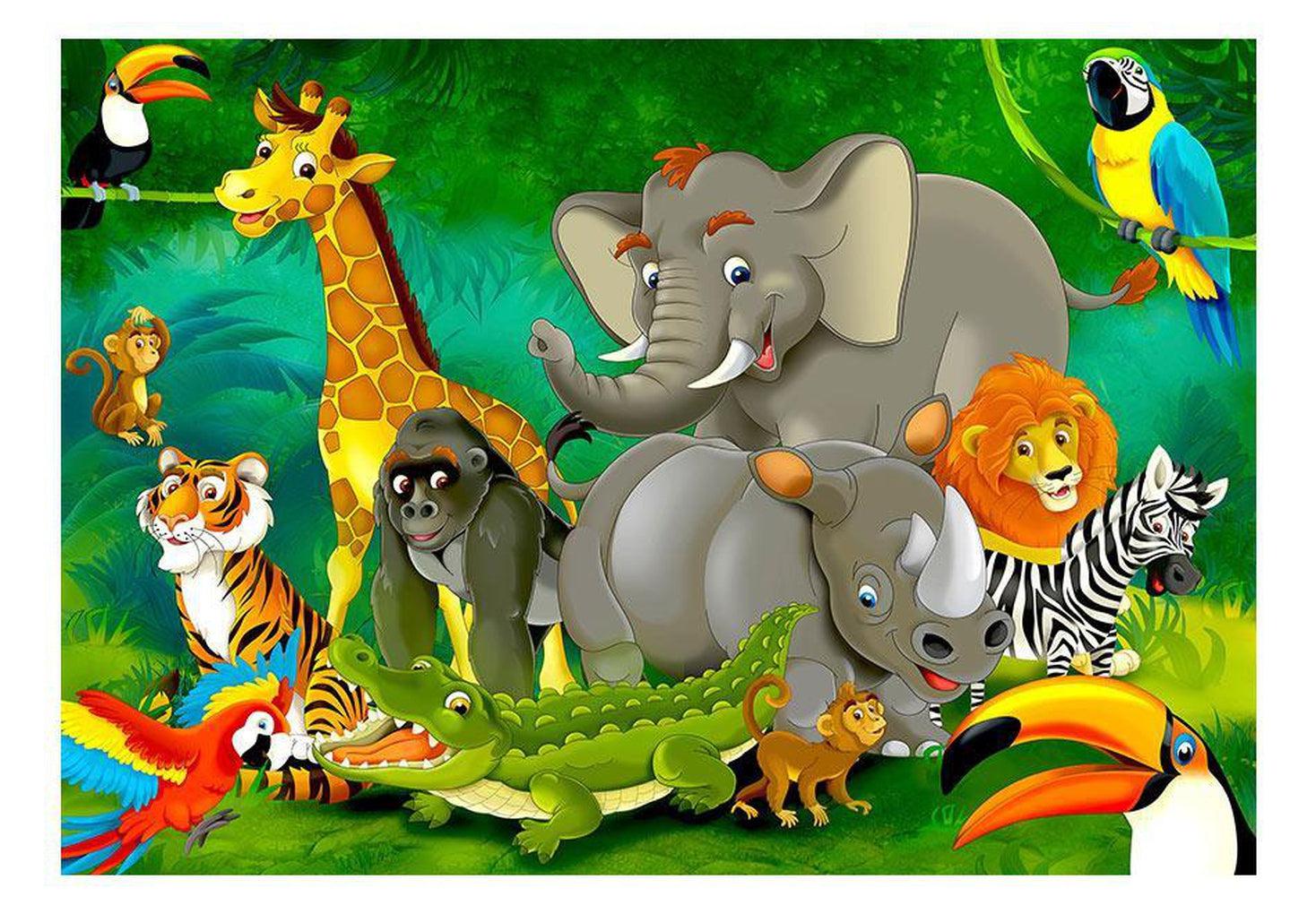 Kids Wallpaper Wall Mural - Colorful Cartoon Safari