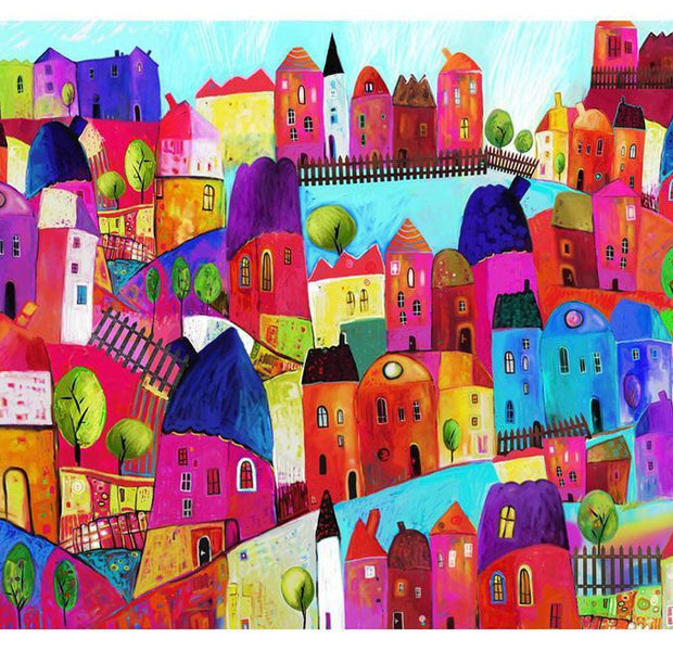 Kids Wallpaper Wall Mural - Rainbow Hued Town