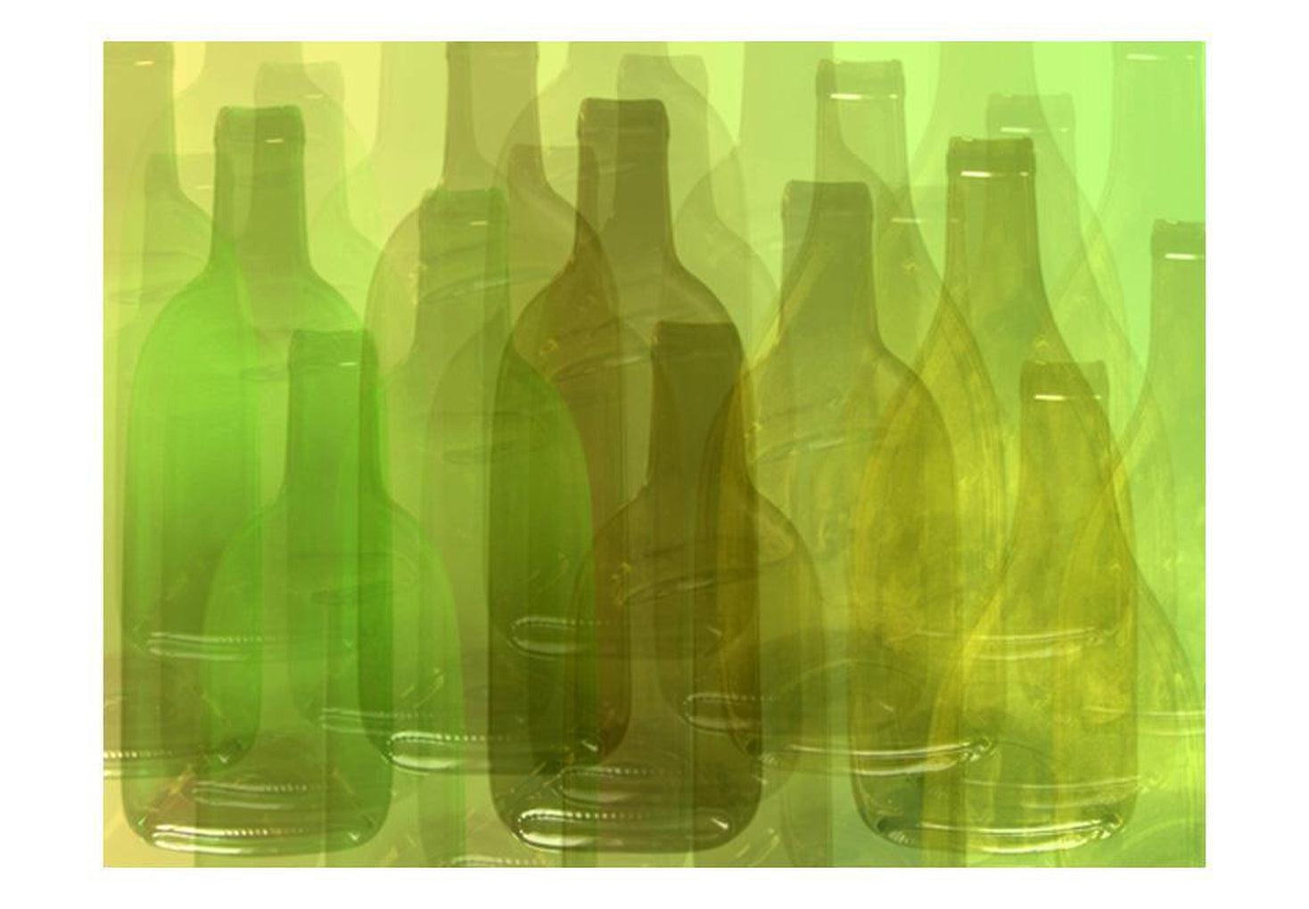 Kitchen Wallpaper Wall Mural - Abstract Green Bottles