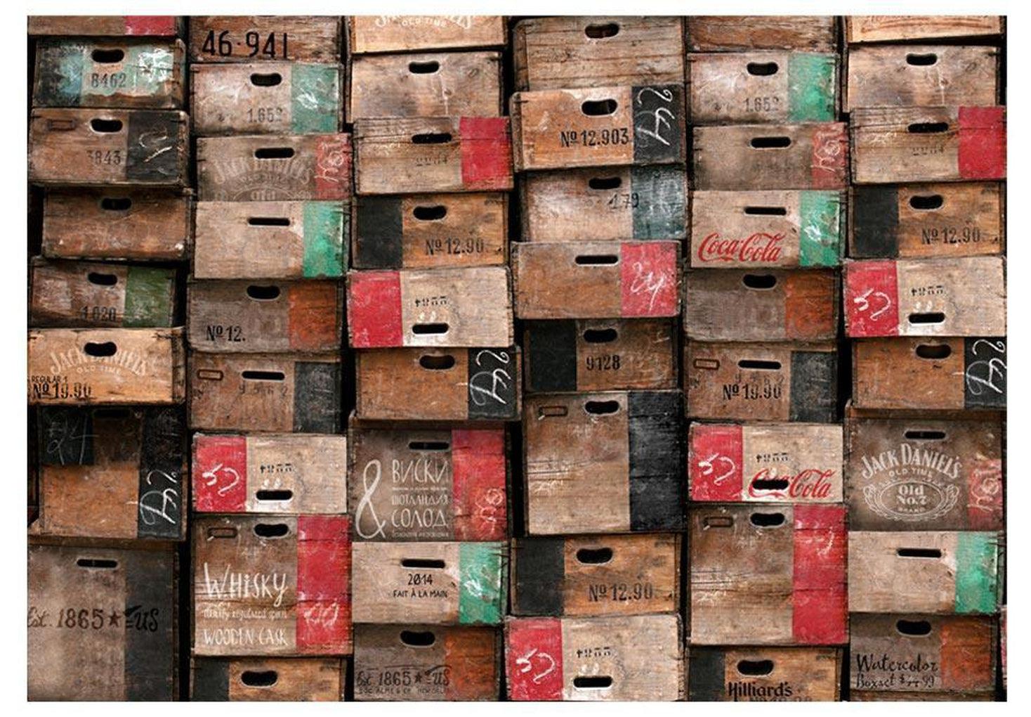 Kitchen Wallpaper Wall Mural - Stacked Old Boxes