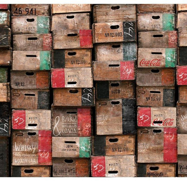 Kitchen Wallpaper Wall Mural - Stacked Old Boxes
