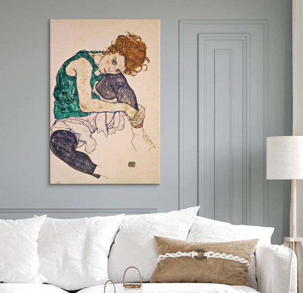 Reproduction Canvas Wall Art - Seated Woman Bent Knees