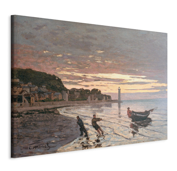 Reproduction Canvas Wall Art - Hauling a Boat Ashore - Honfleur