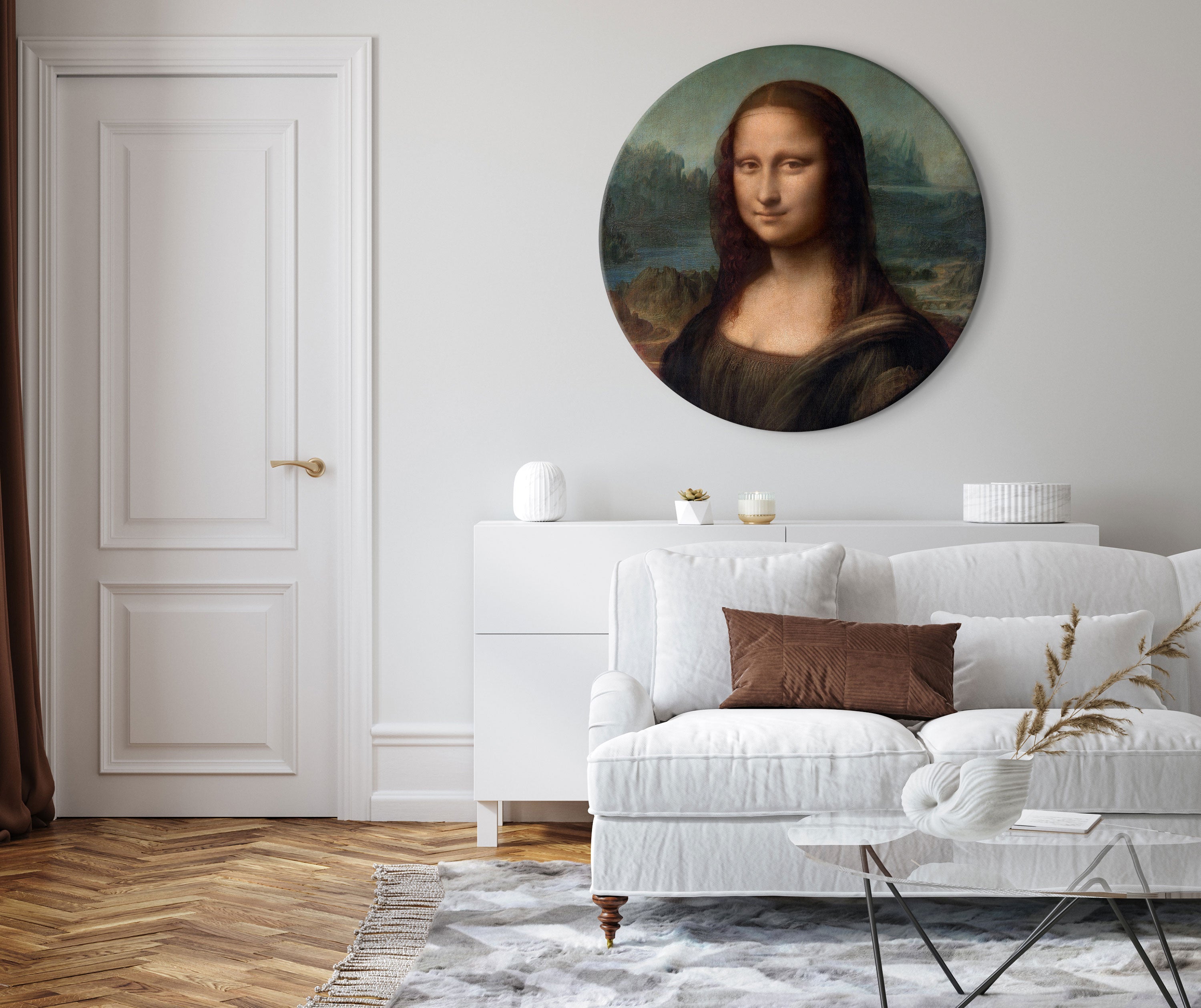 Round Canvas Print - Leonardo Da Vinci - Gioconda - Painted Portrait of the Mona Lisa