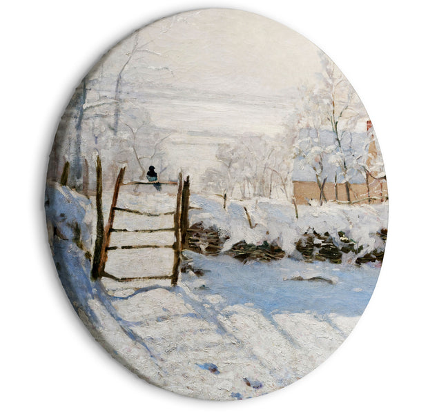 Round Canvas Print - Claude Monet’s Magpie - Normandy’s Painted Winter Landscape