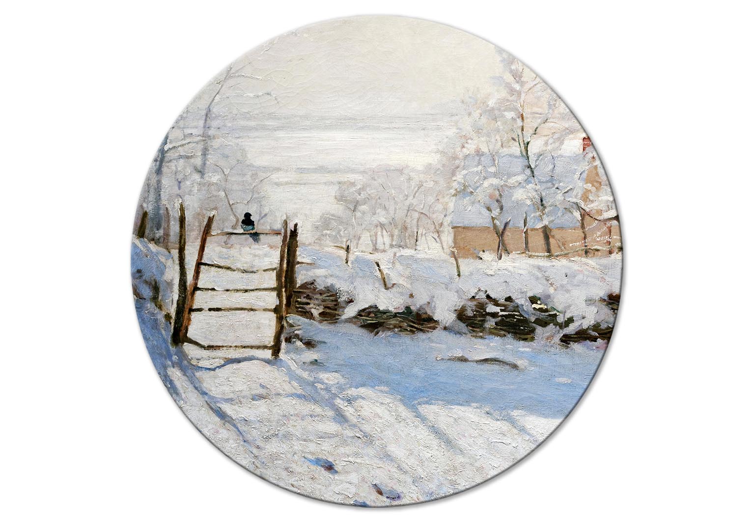 Round Canvas Print - Claude Monet’s Magpie - Normandy’s Painted Winter Landscape