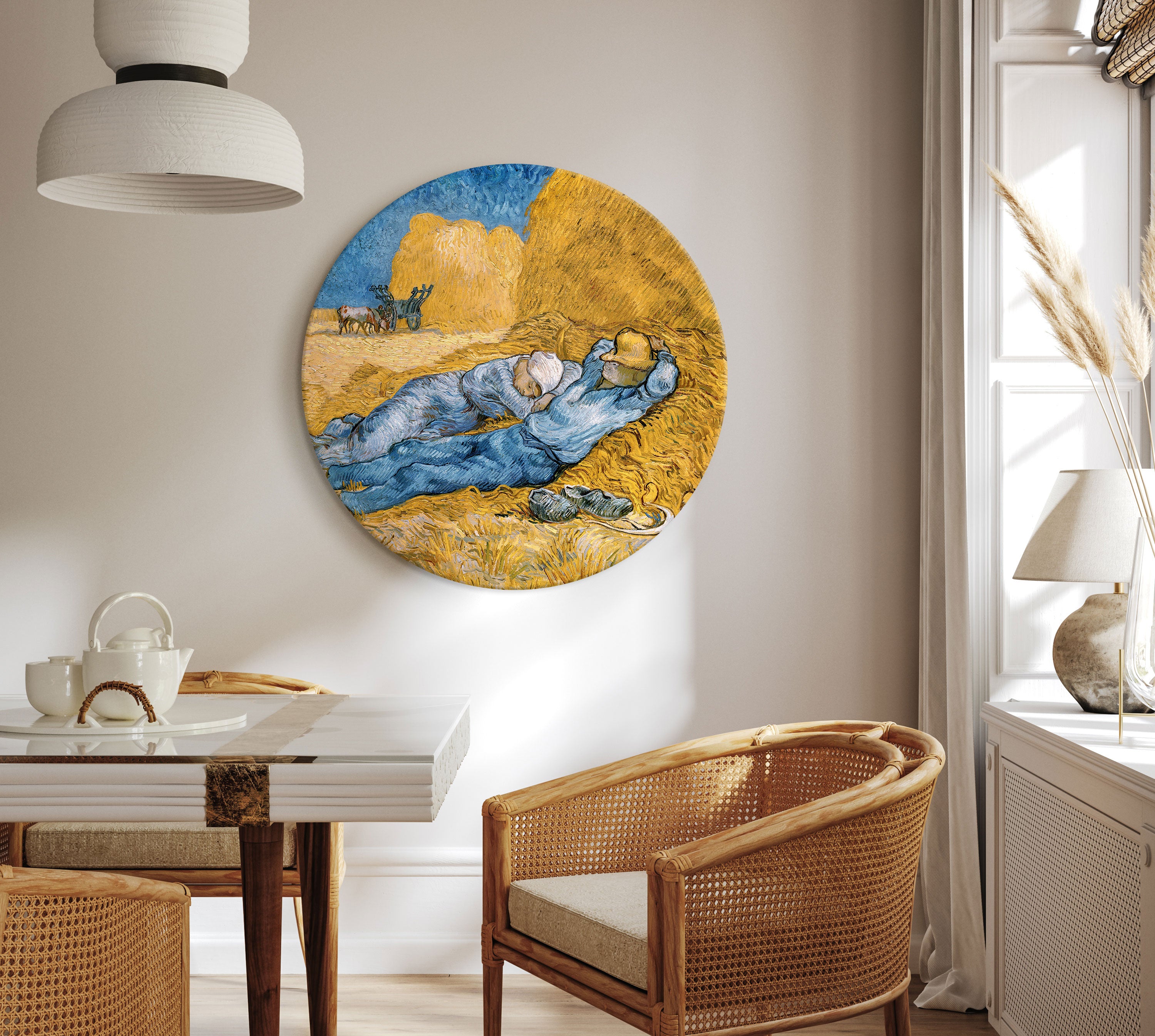 Round Canvas Print - Noon: Rest from Work (Vincent Van Gogh)