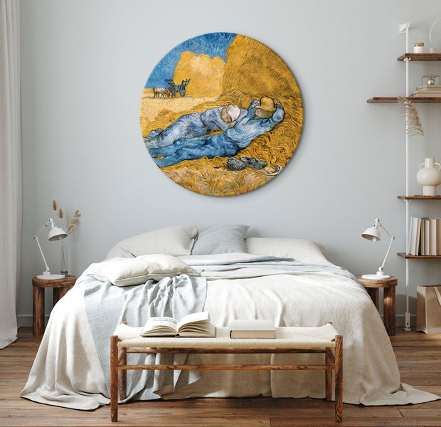 Round Canvas Print - Noon: Rest from Work (Vincent Van Gogh)