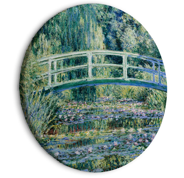 Round Canvas Print - Bridge at Giverny Claude Monet - Spring Landscape of a Forest With a River