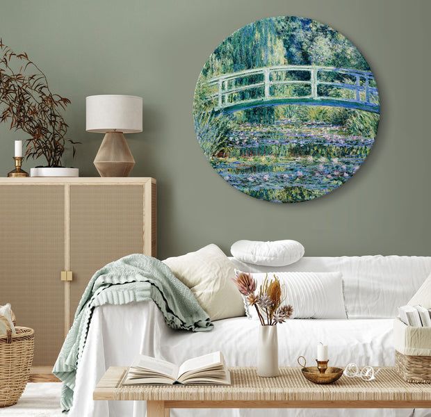 Round Canvas Print - Bridge at Giverny Claude Monet - Spring Landscape of a Forest With a River