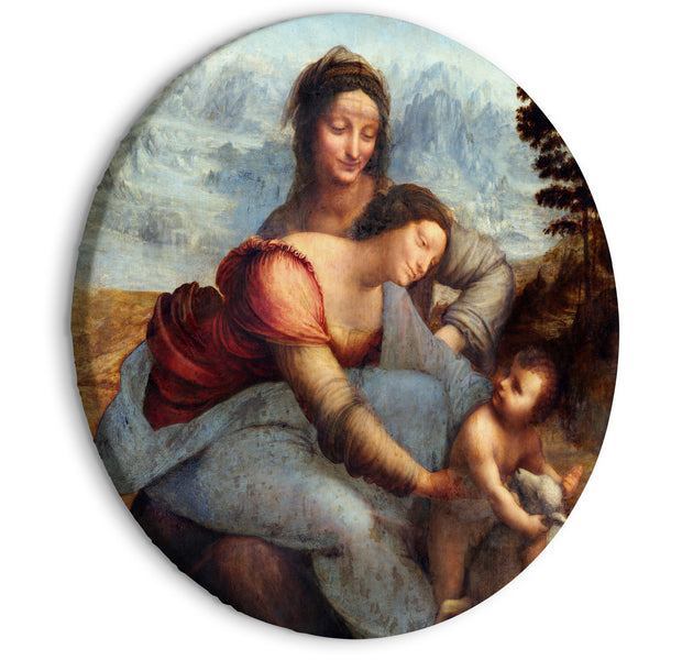 Round Canvas Print - The Virgin and Child with Saint Anne (Leonardo da Vinci)