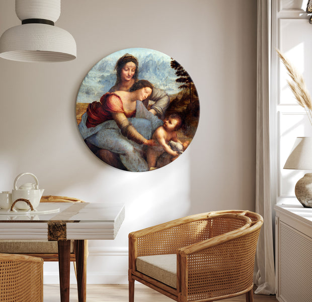 Round Canvas Print - The Virgin and Child with Saint Anne (Leonardo da Vinci)
