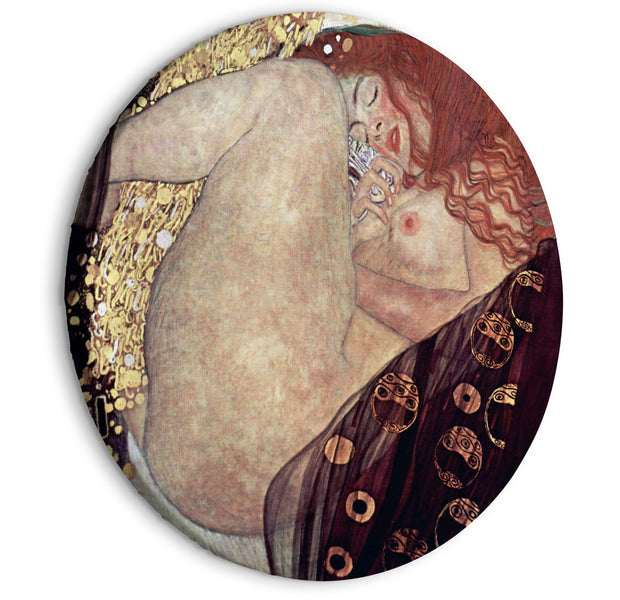 Round Canvas Print - Gustav Klimt - Danae - Painted Nude Showing a Lying Woman