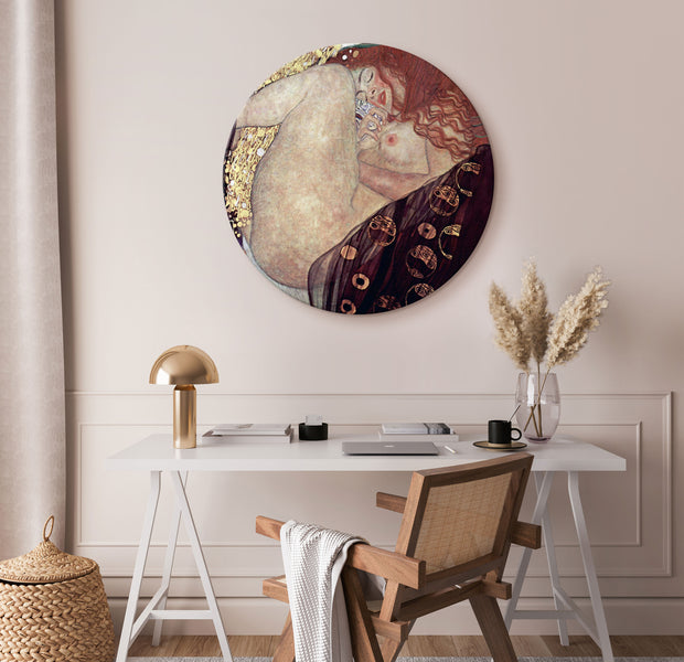 Round Canvas Print - Gustav Klimt - Danae - Painted Nude Showing a Lying Woman