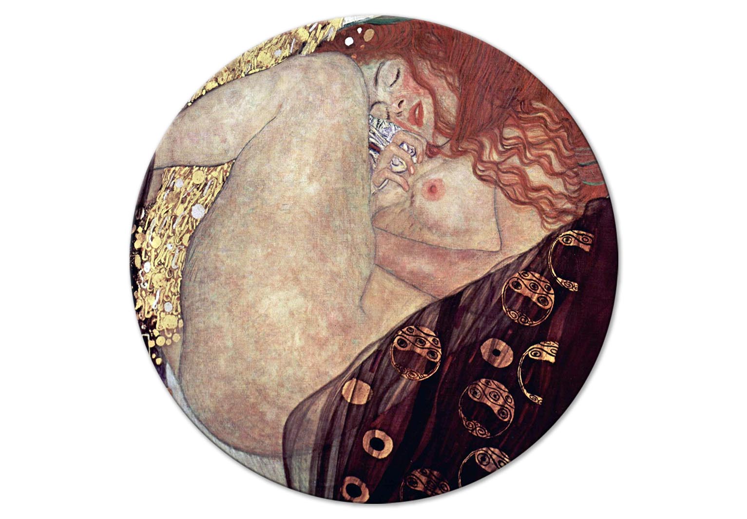 Round Canvas Print - Gustav Klimt - Danae - Painted Nude Showing a Lying Woman