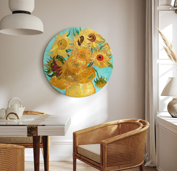 Round Canvas Print - Vase with Twelve Sunflowers (Vincent van Gogh)
