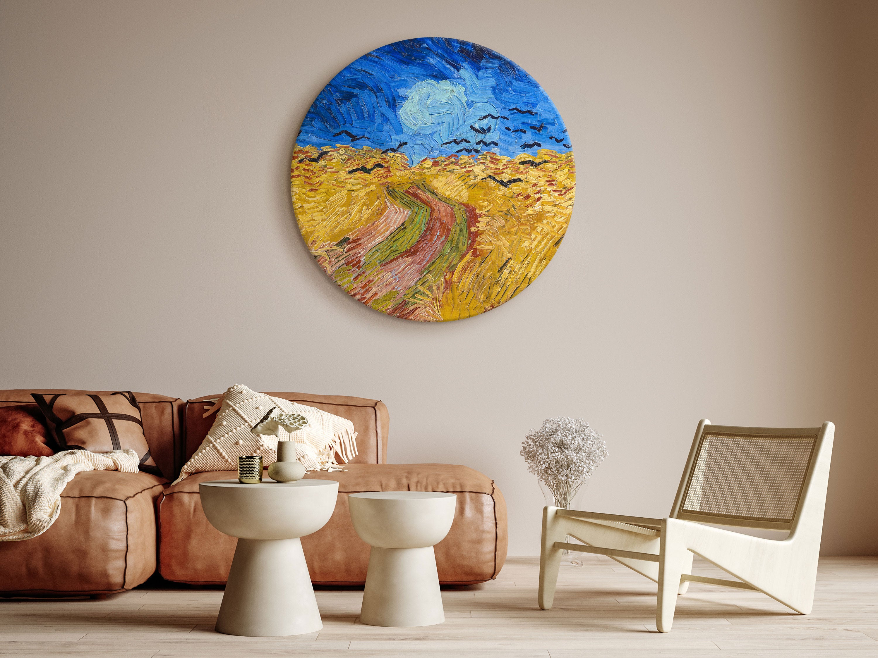 Round Canvas Print - Wheat Field With Crows, Vincent Van Gogh - Summer Countryside Landscape