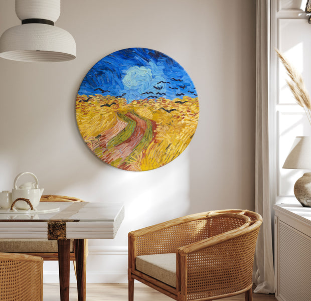 Round Canvas Print - Wheat Field With Crows, Vincent Van Gogh - Summer Countryside Landscape