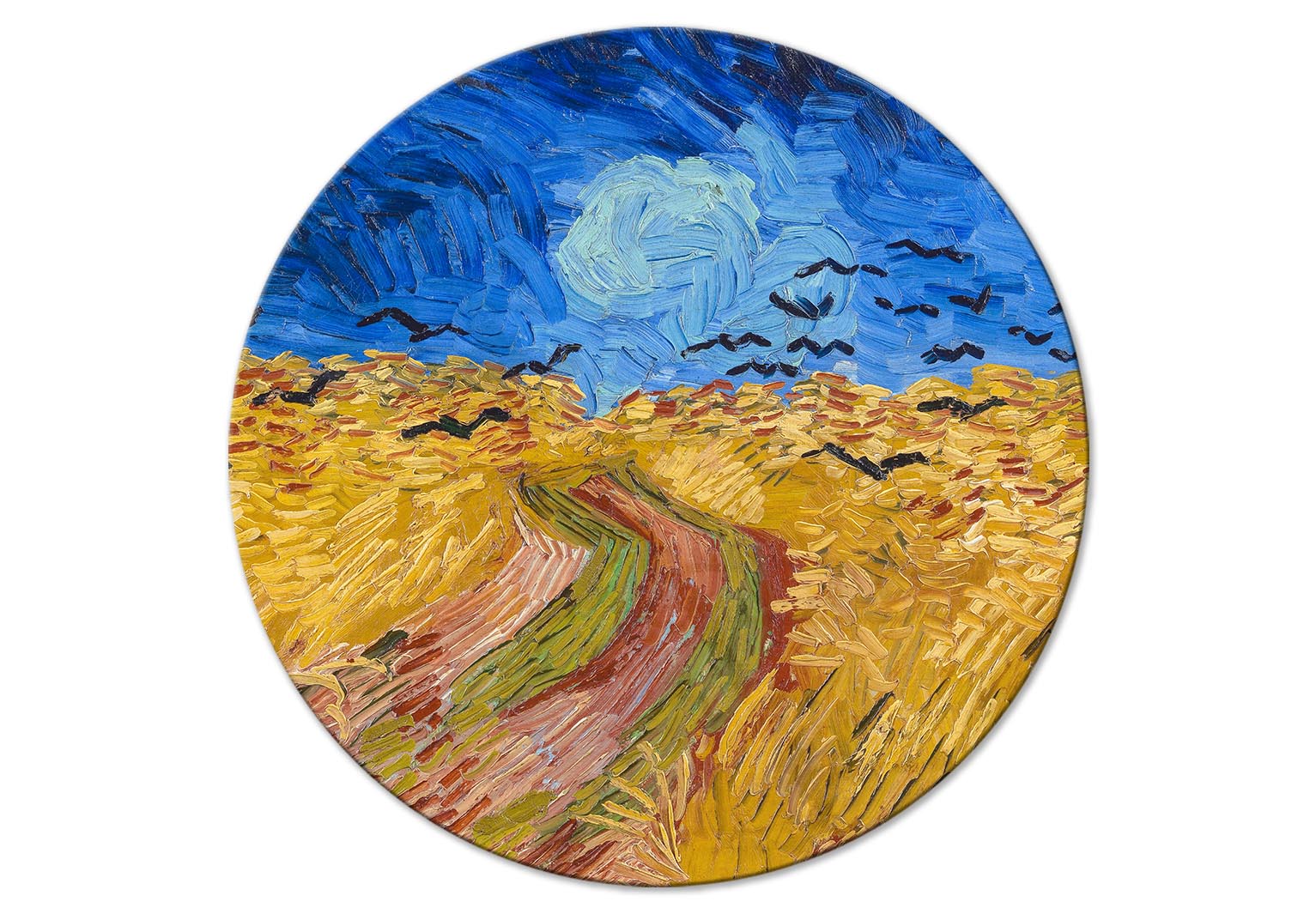 Round Canvas Print - Wheat Field With Crows, Vincent Van Gogh - Summer Countryside Landscape