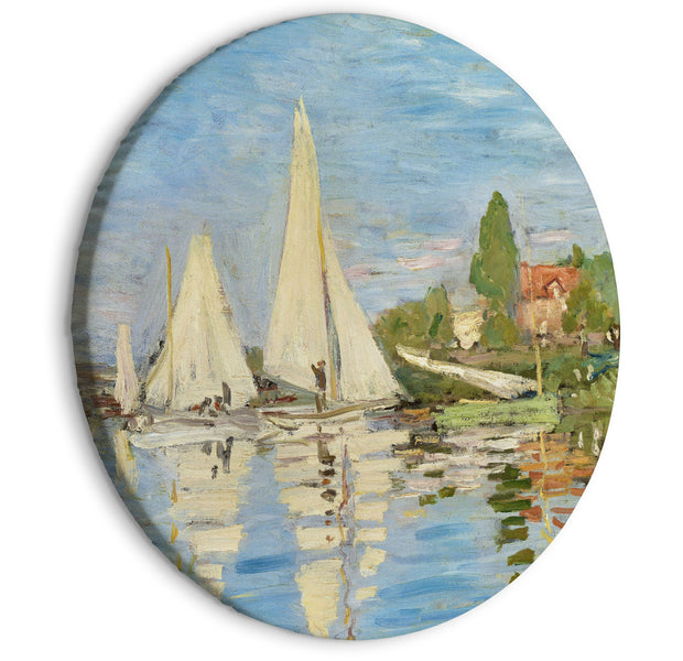 Round Canvas Print - Regatta in Argenteuil, Claude Monet - The Landscape of Sailboats on the River