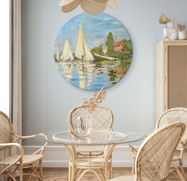 Round Canvas Print - Regatta in Argenteuil, Claude Monet - The Landscape of Sailboats on the River