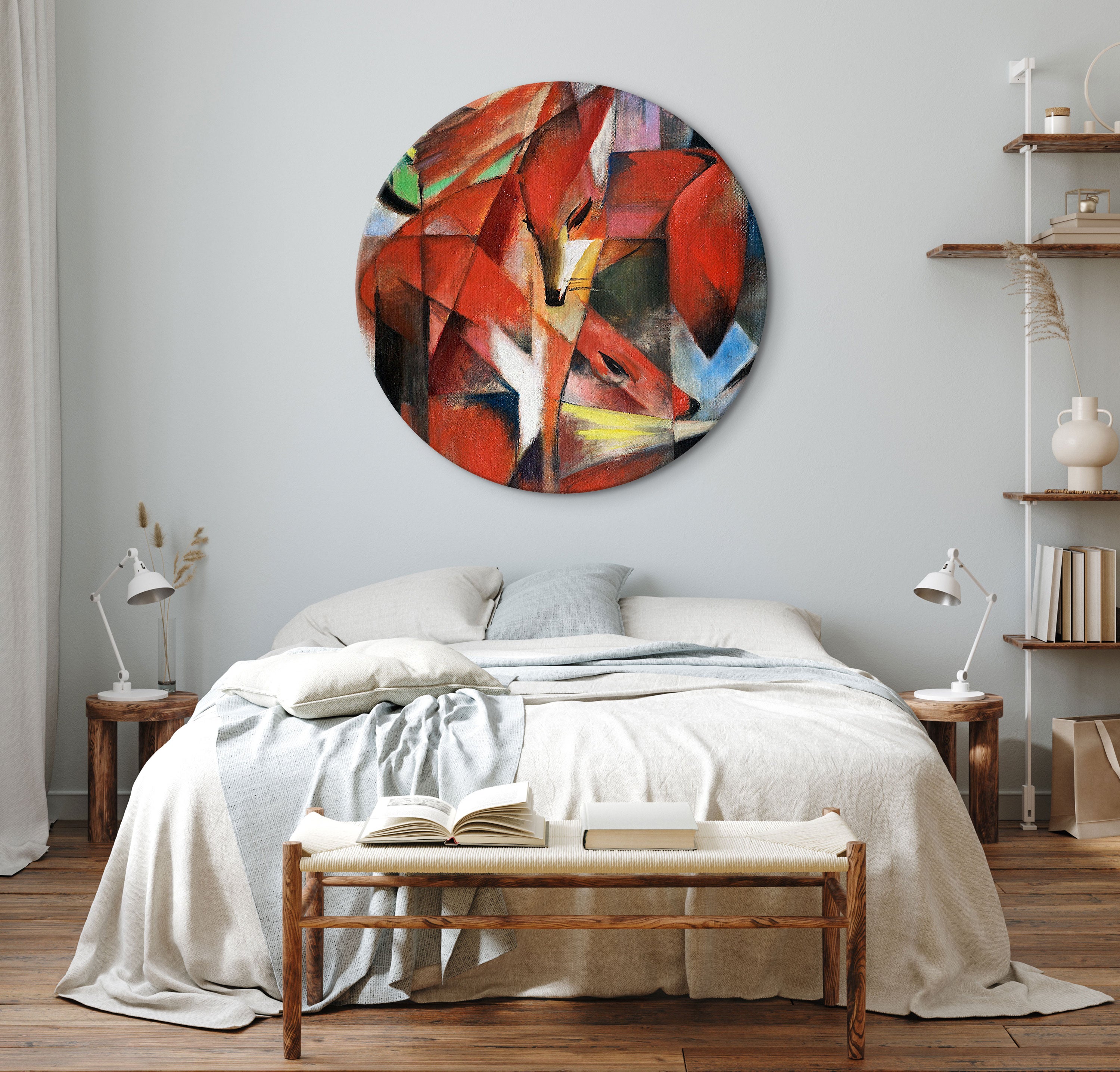 Round Canvas Print - The Foxes (Franz Marc)