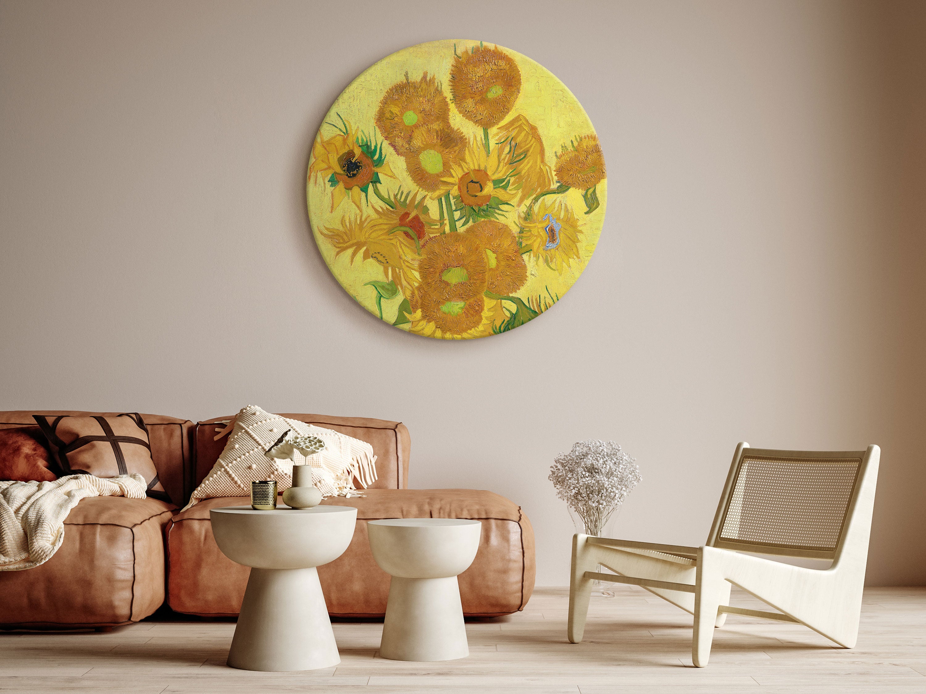 Round Canvas Print - Sunflowers (Vincent van Gogh)