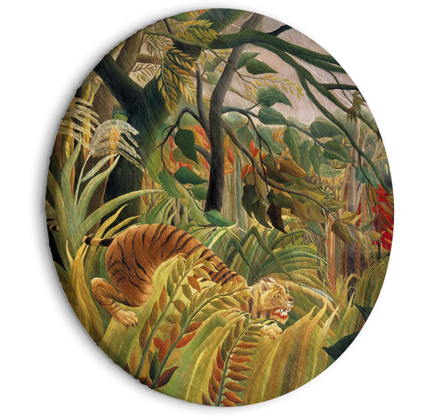Round Canvas Print - Tiger in a Tropical Storm (Henri Rousseau)