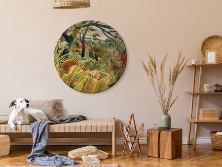 Round Canvas Print - Tiger in a Tropical Storm (Henri Rousseau)