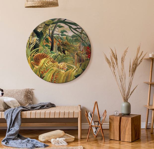 Round Canvas Print - Tiger in a Tropical Storm (Henri Rousseau)