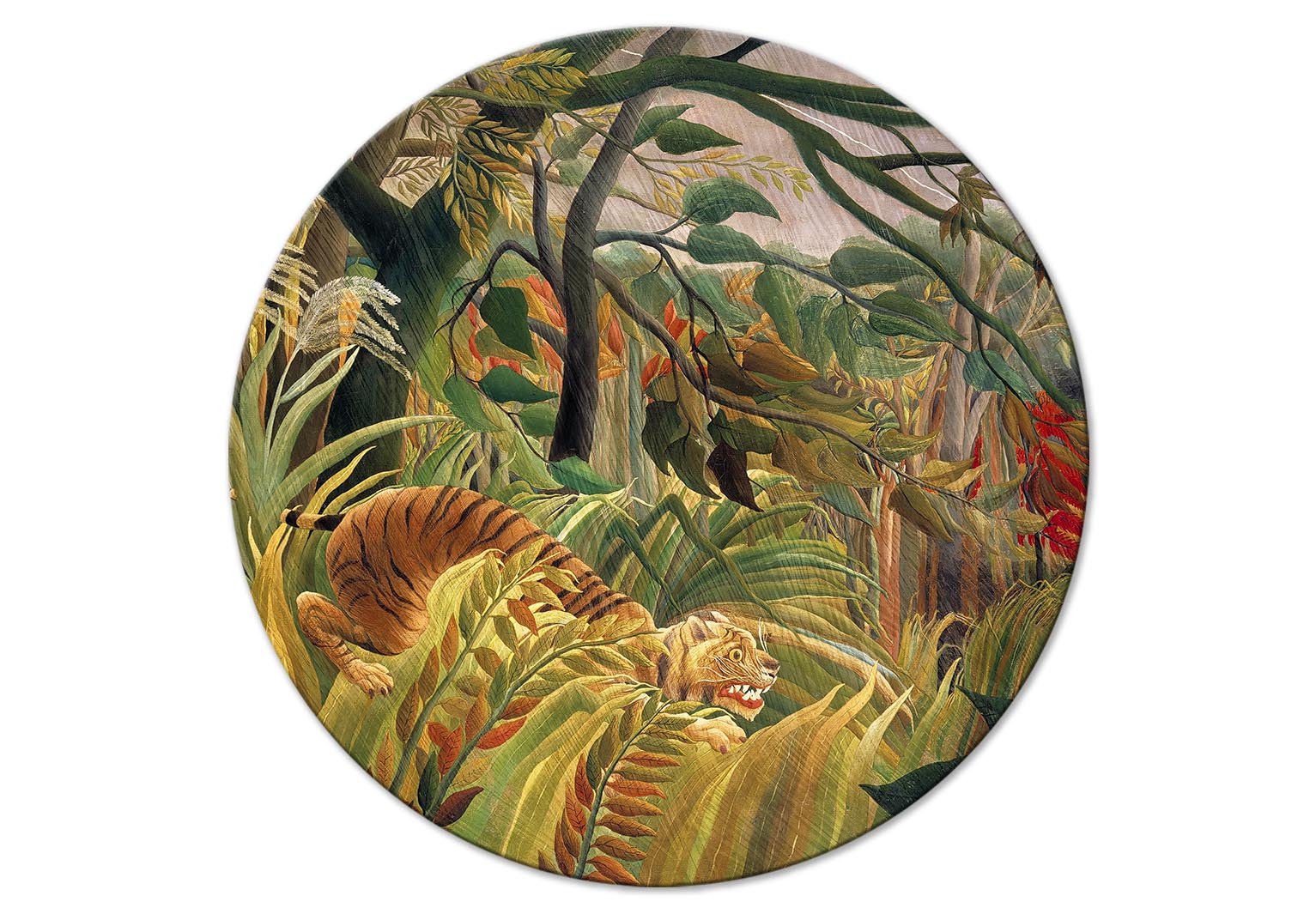 Round Canvas Print - Tiger in a Tropical Storm (Henri Rousseau)