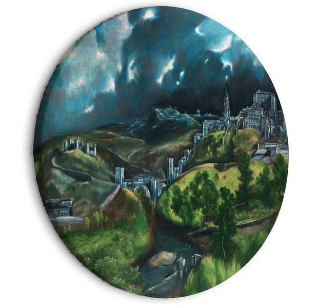 Round Canvas Print - View of Toledo (El Greco)