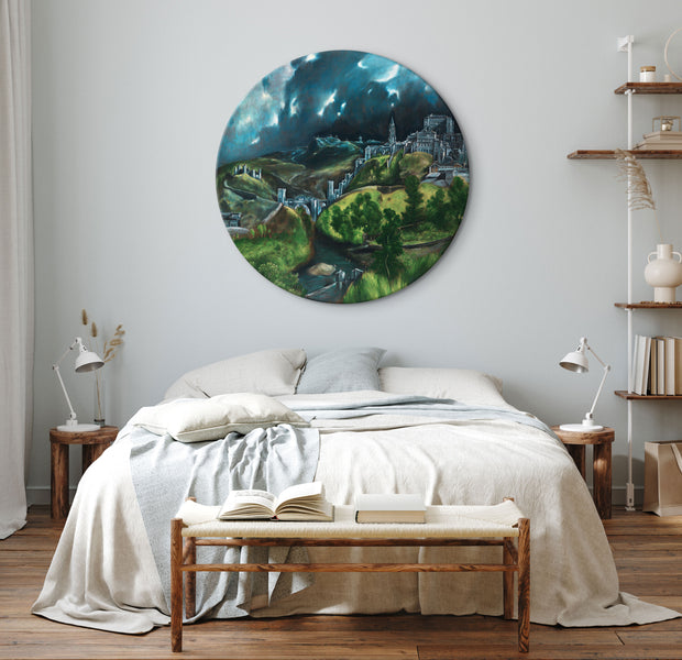 Round Canvas Print - View of Toledo (El Greco)