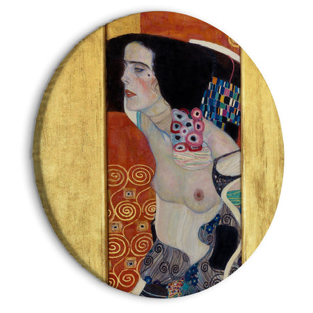 Round Canvas Print - Judith II, Gustav Klimt - Abstract Portrait of a Half-Naked Woman