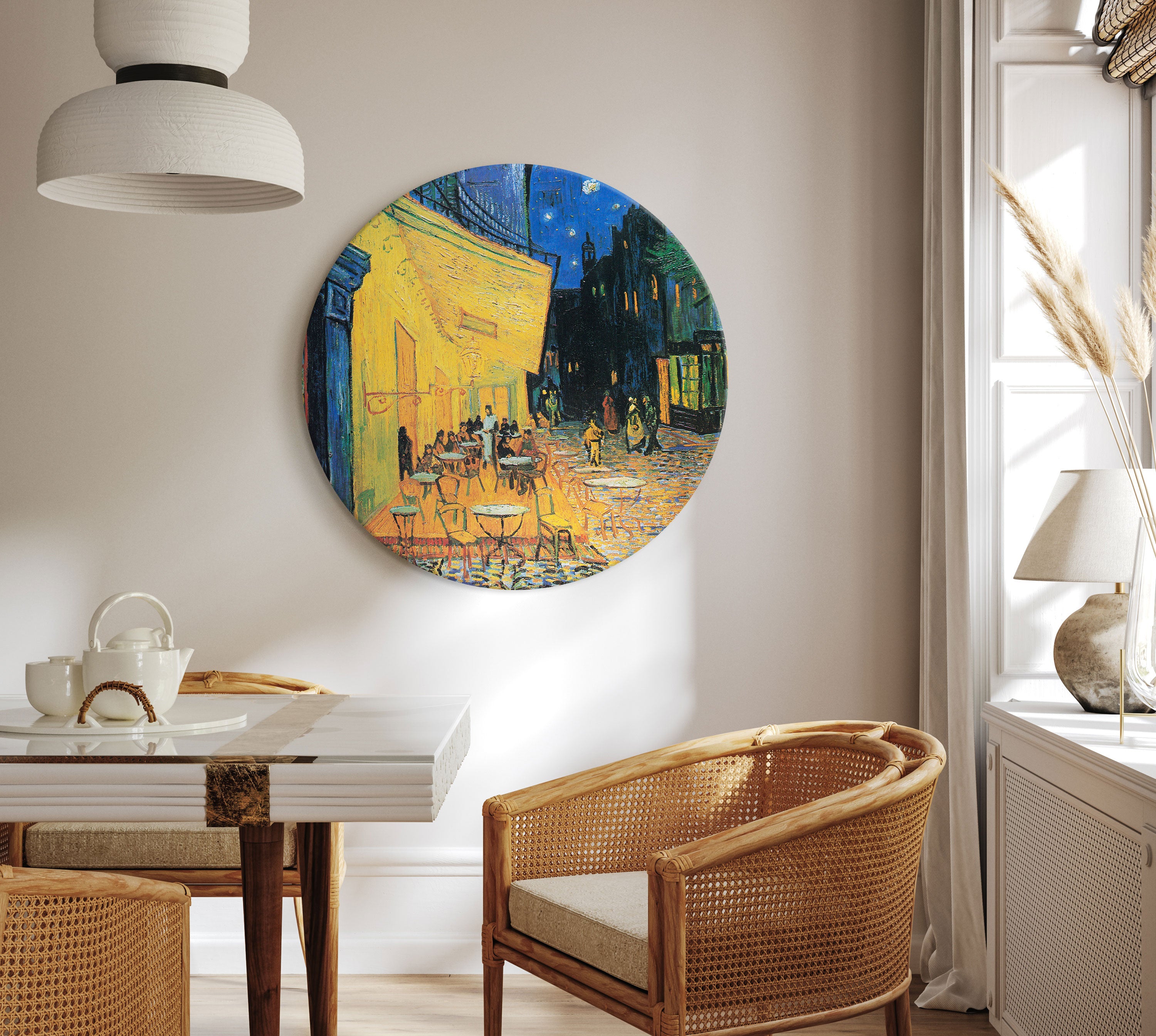 Round Canvas Print - Café Terrace at Night, Vincent Van Gogh - View of a French Street