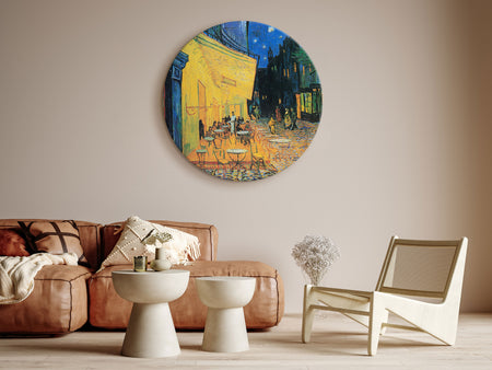 Round Canvas Print - Café Terrace at Night, Vincent Van Gogh - View of a French Street
