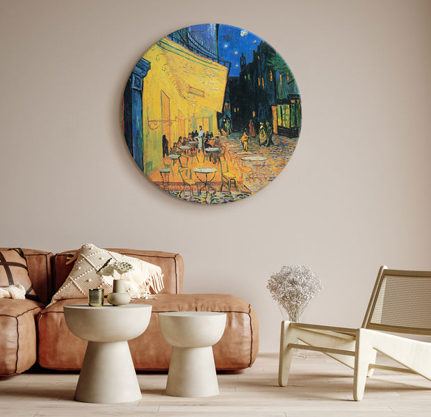Round Canvas Print - Café Terrace at Night, Vincent Van Gogh - View of a French Street