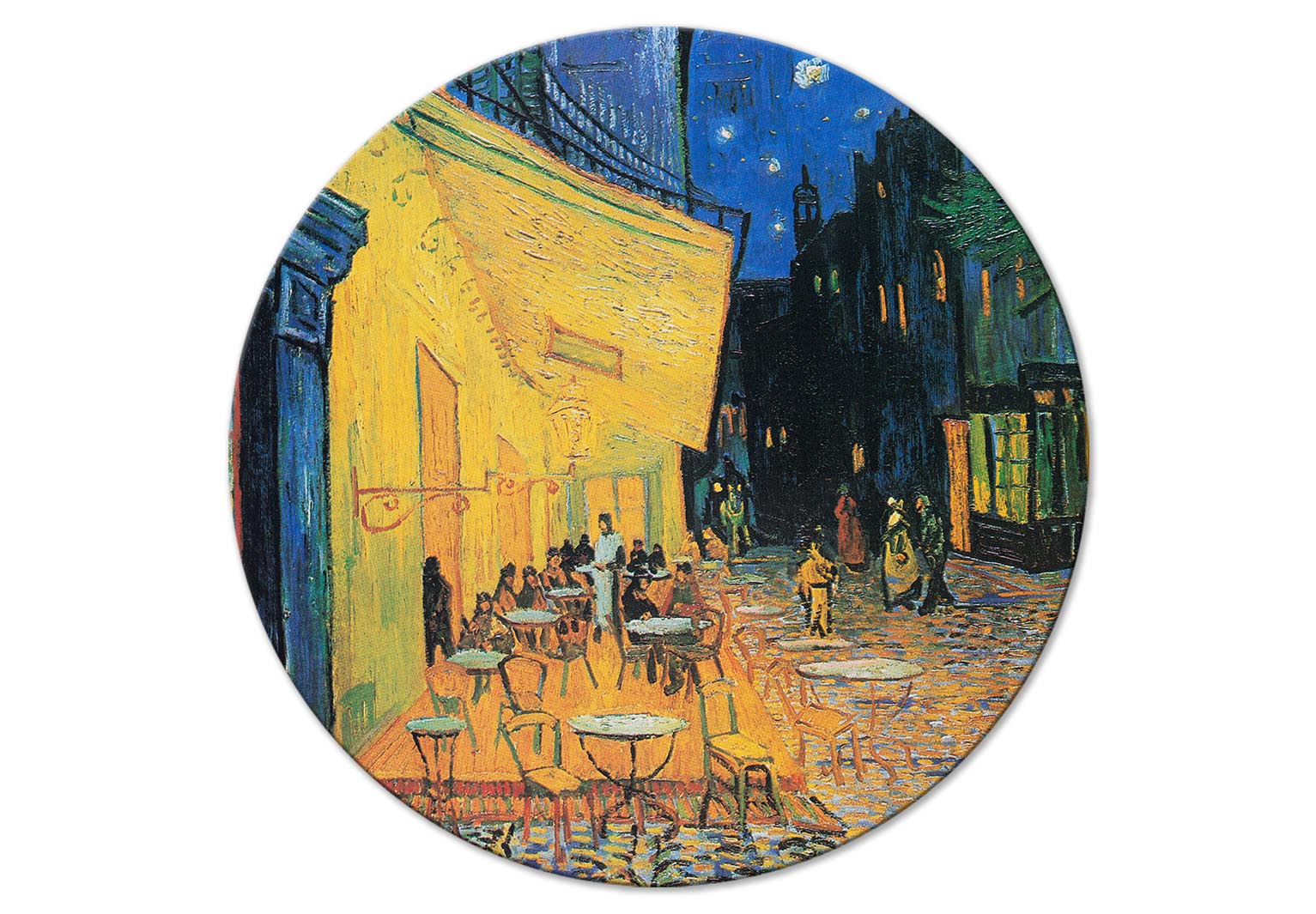 Round Canvas Print - Café Terrace at Night, Vincent Van Gogh - View of a French Street