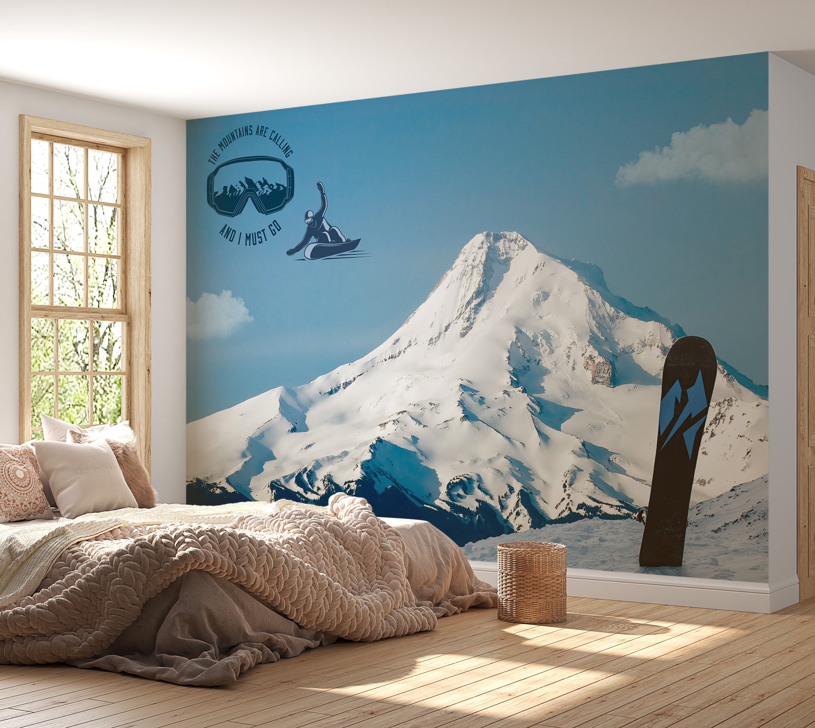 Landscape Wallaper Wall Mural - Snowboarding-Tiptophomedecor