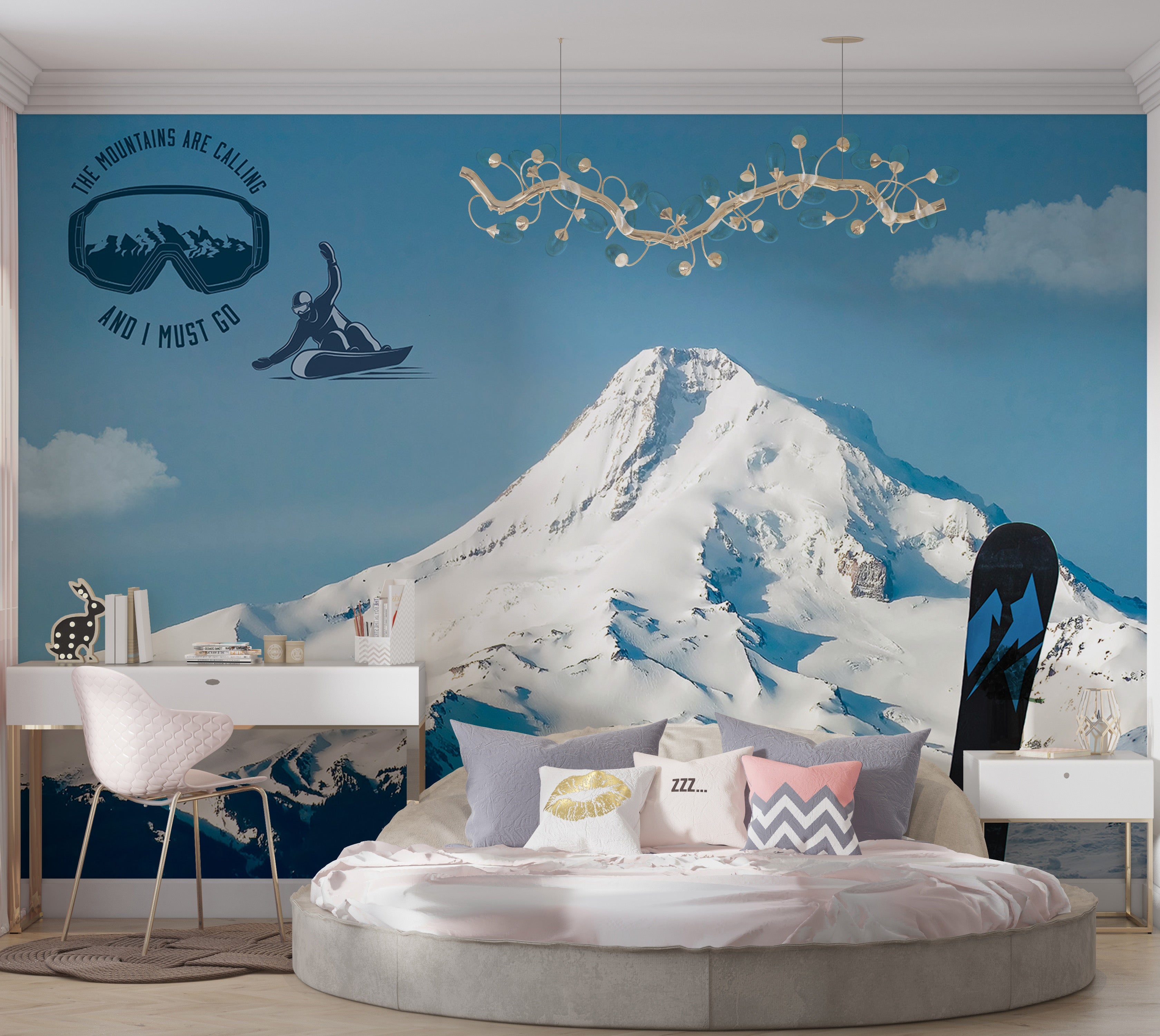 Landscape Wallaper Wall Mural - Snowboarding-Tiptophomedecor