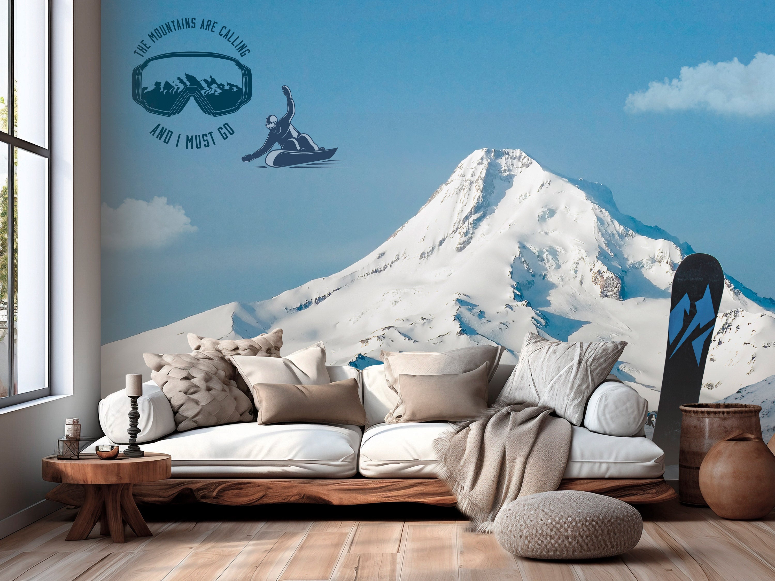 Landscape Wallaper Wall Mural - Snowboarding-Tiptophomedecor