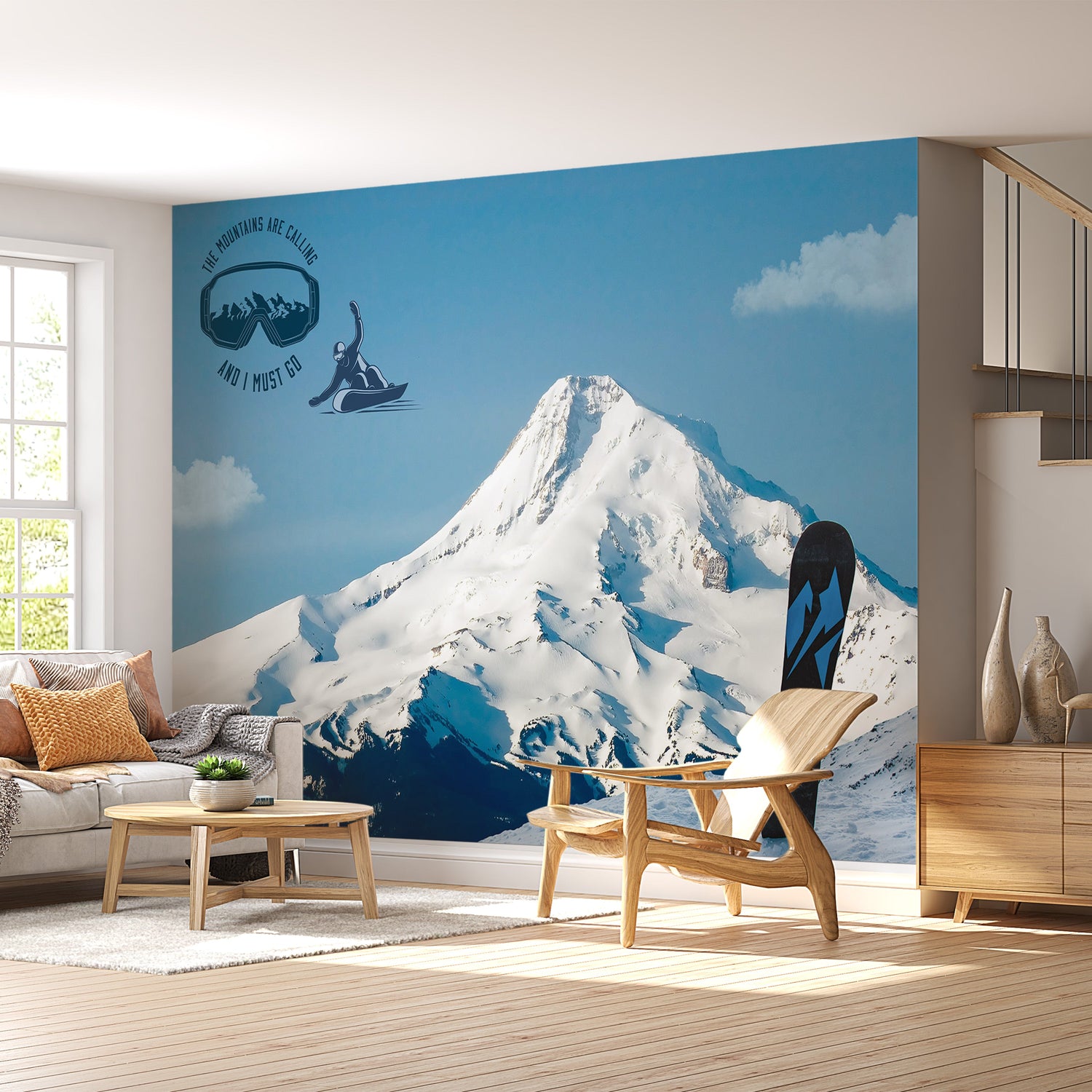 Landscape Wallaper Wall Mural - Snowboarding-Tiptophomedecor