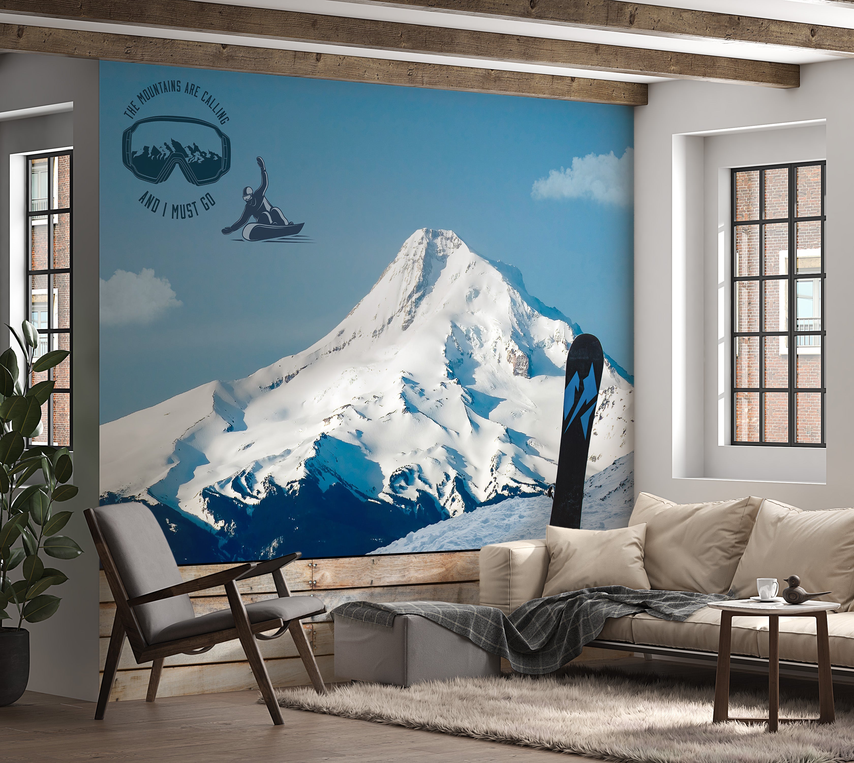 Landscape Wallaper Wall Mural - Snowboarding-Tiptophomedecor