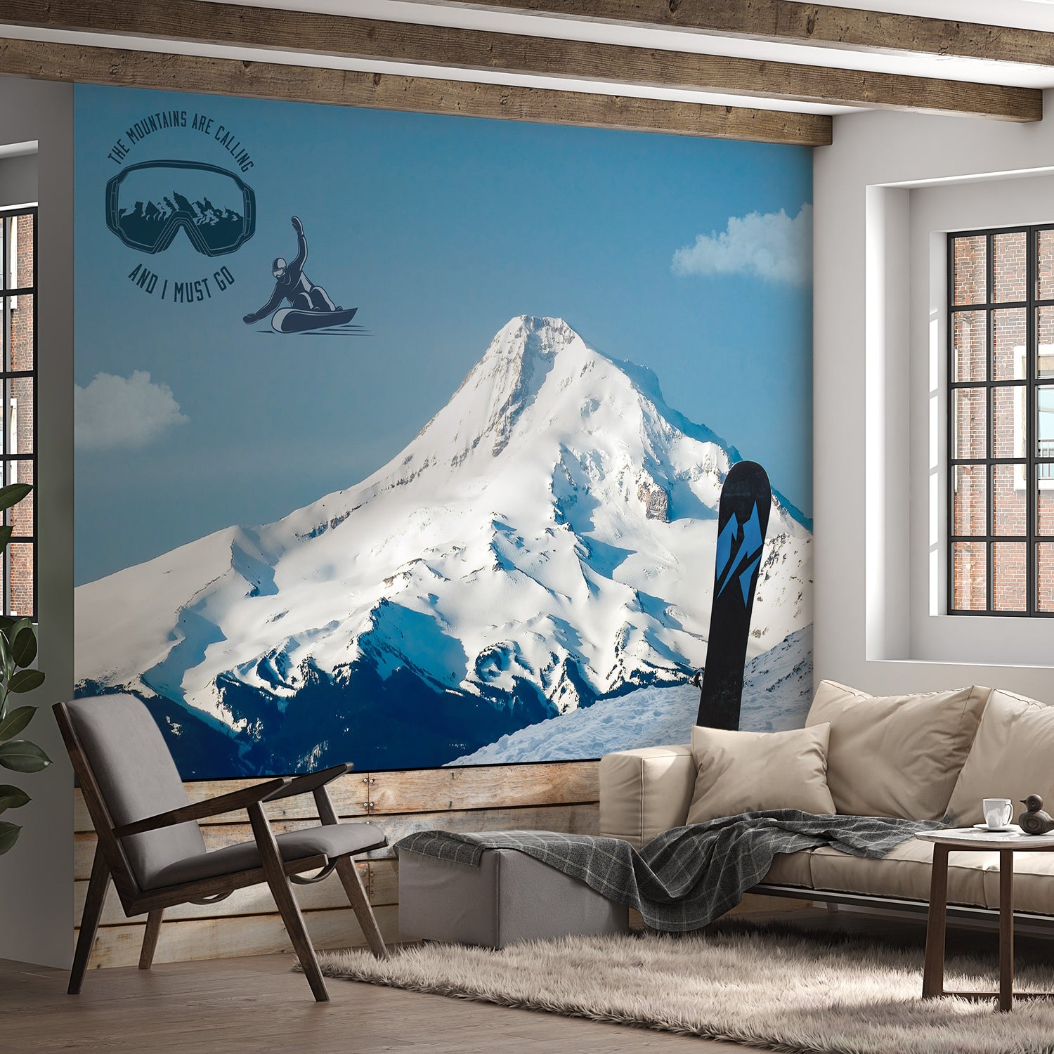 Landscape Wallaper Wall Mural - Snowboarding-Tiptophomedecor