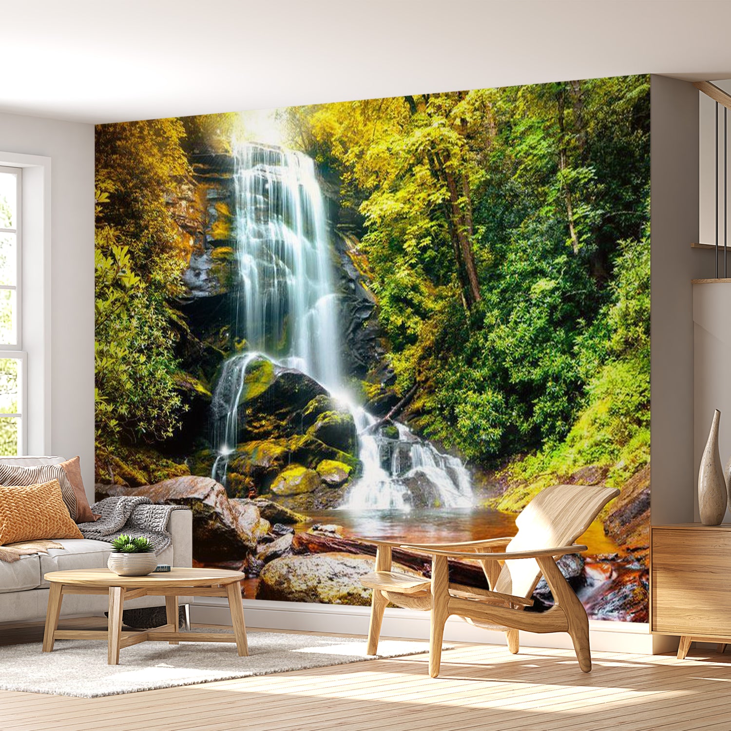 Landscape Wallpaper Wall Mural - Forest Waterfall