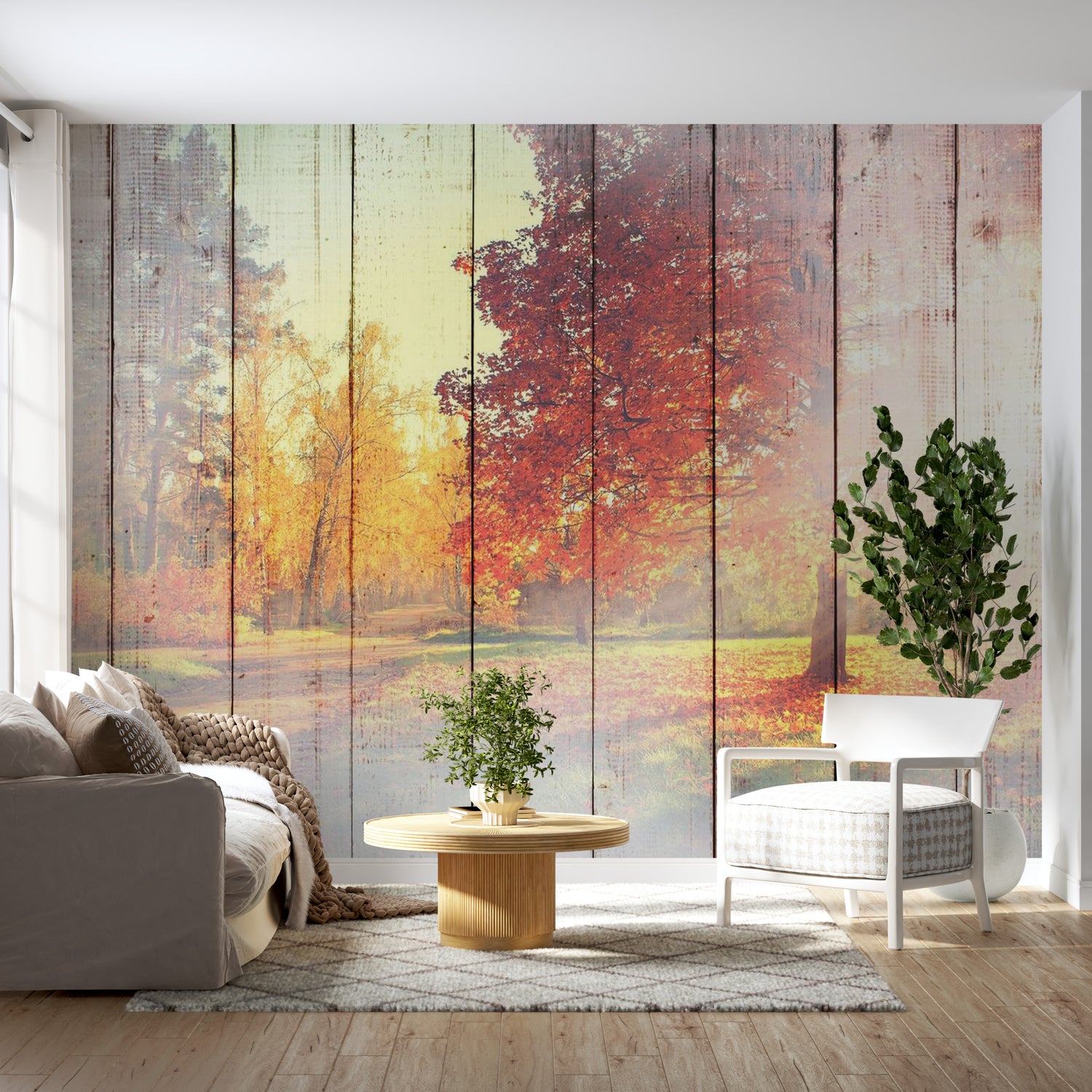 Landscape Wallpaper Wall Mural - Autumn Sun