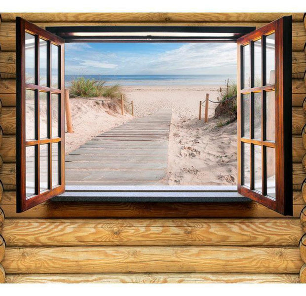 Landscape Wallpaper Wall Mural - Beach Window View