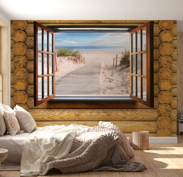 Landscape Wallpaper Wall Mural - Beach Window View