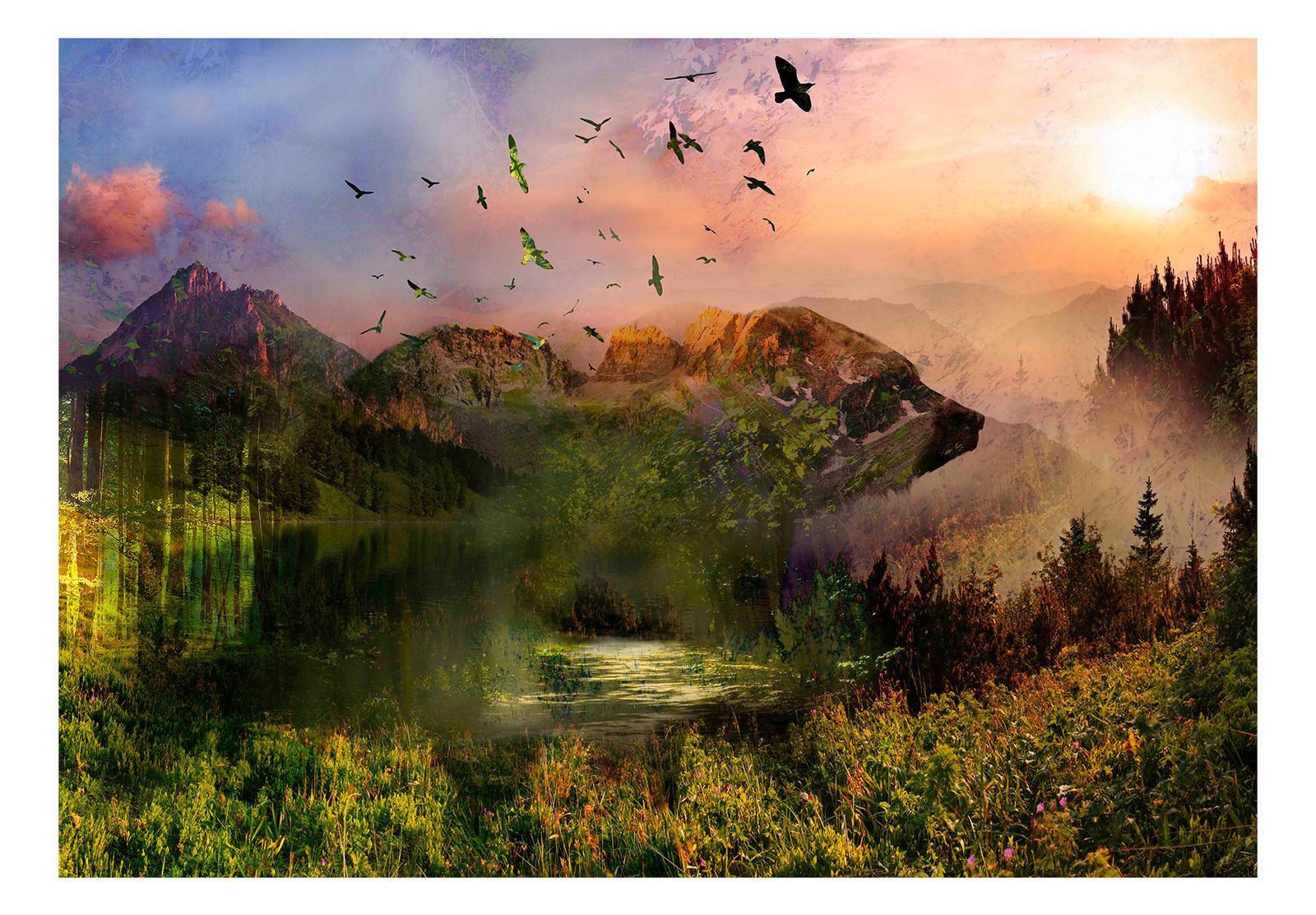 Landscape Wallpaper Wall Mural - Mountain Bear