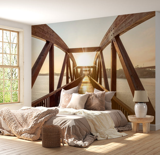 Landscape Wallpaper Wall Mural - Wooden Bridge